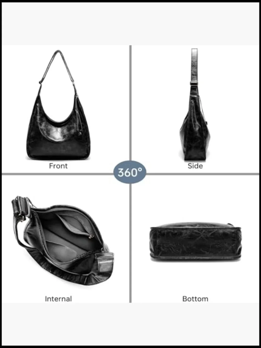 Large Hobo Purse Womens Shoulder Bag Soft Slouchy Vegan Leather Tote Work Bag